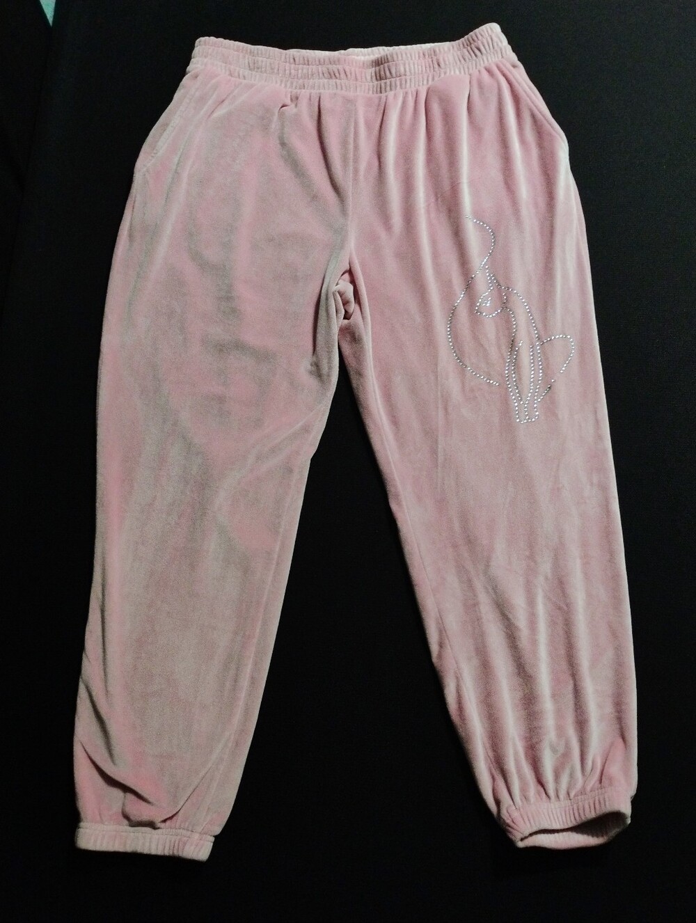 Baby Phat Y2K Pink Velour Pants Plus Sz 1X Studded Rhinestone "Flaw"